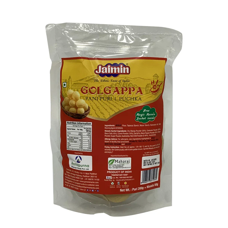 Jaimin Pani Puri Chips with Pani Puri Masala powder